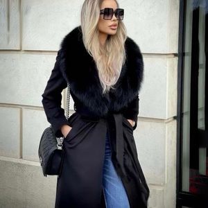 Zara Long Wool Blend Coat Premium